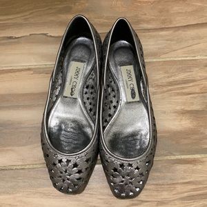 Jimmy Choo Metallic Cut Out Ballet Flats